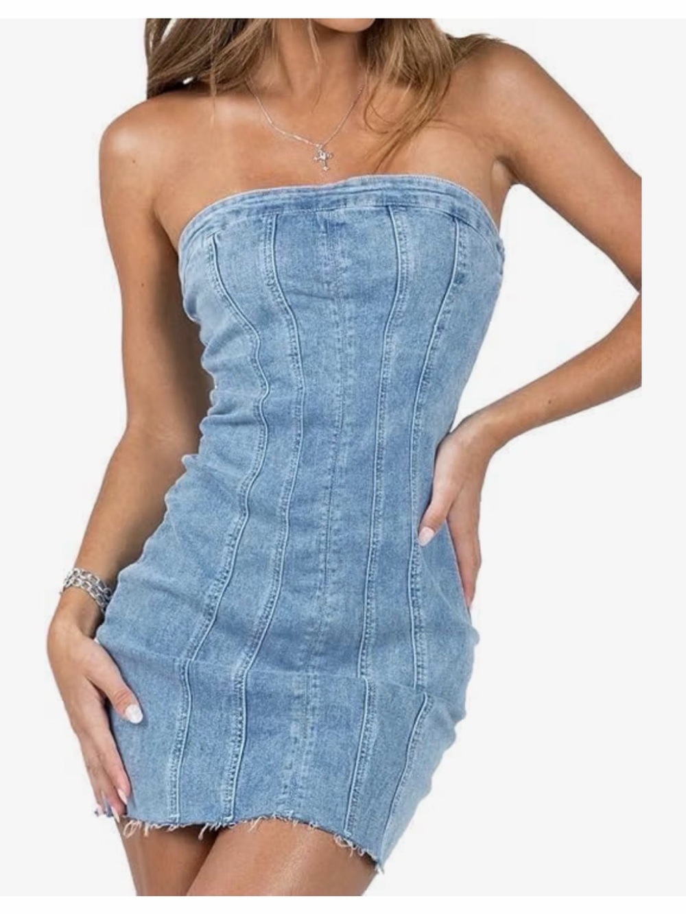 Amazon Jean Strapless Denim Dress
